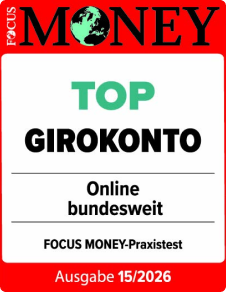 Auszeichnung von Focus Money: Platz 2 für das Smartkonto der C24 Bank im Girokonto-Test (Heft 15/26).
